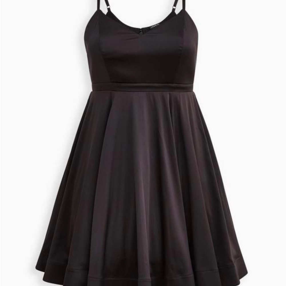 Torrid satin dress black size 20 plus size Elegant Black Sleeveless Dress skater - Picture 2 of 15